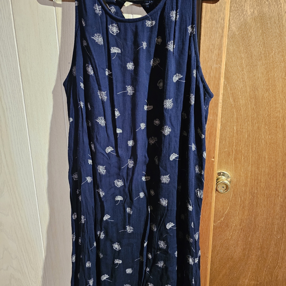 Maurices Dark Blue Dress with Light Floral Design